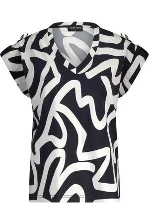 Lady Day Blouses & Shirts, Dames, Veelkleurig, XS, Blauwe Reistop met Schouderknoop