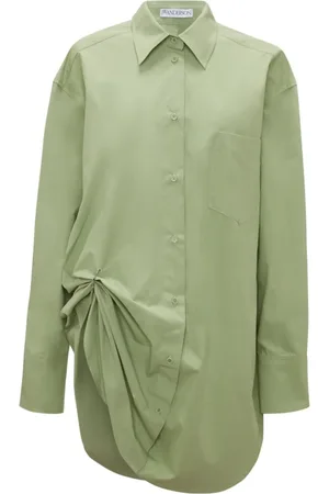 J.W.Anderson Blouses & Shirts, Dames, Groen, S, Lange Blouse met Strikdetail aan de Zijkant