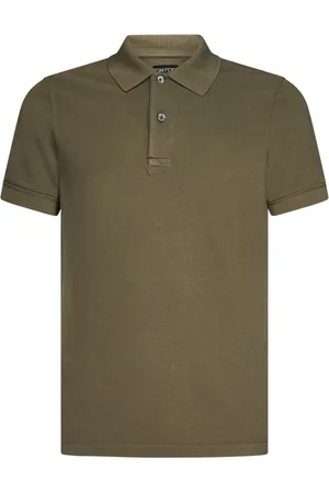 Tom Ford Tops, Heren, Bruin, M, Katoen, Polo Shirt met Korte Mouwen