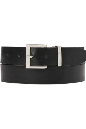 Kazar Accessoires, Heren, Zwart, 90 CM, Leer, Zwarte riem met logo zilveren gesp unisex