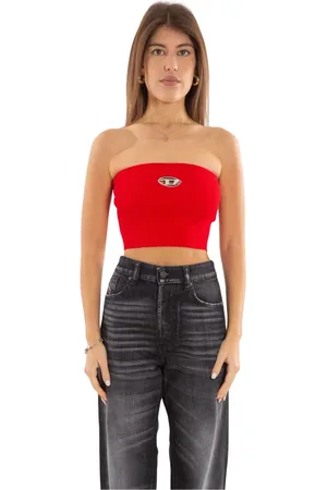 Diesel Tops, Dames, Rood, M, Ovale D Top in M-Clarksvillex Stijl