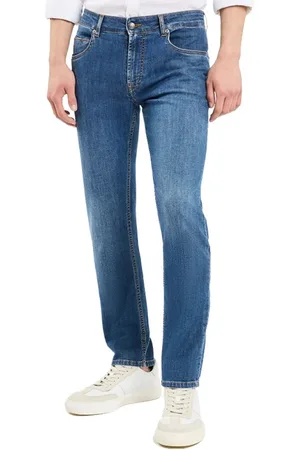 FAY Jeans, Heren, Blauw, W33, Denim, Slim Fit Denim Jeans Made in Italy