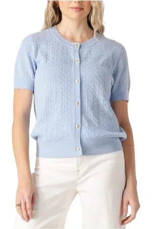 Tommy Hilfiger Truien, Dames, Blauw, S, Katoen, Mini Kabel Gebreid Vest Top