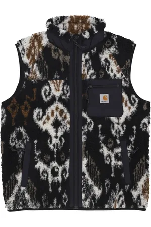 Carhartt Jassen, Heren, Zwart, M, Polyester, Zwarte Jacquard Mouwloze Vest Voering