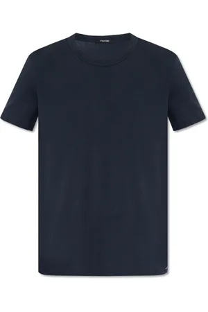 Tom Ford Tops, Heren, Blauw, 2Xl, Katoen, T-shirt met ronde hals
