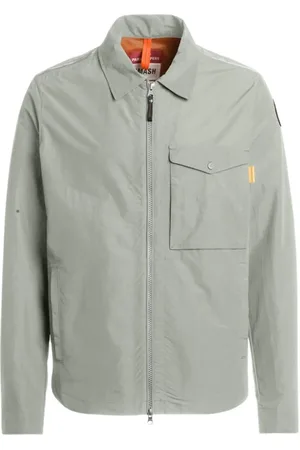 Parajumpers Jassen, Heren, Grijs, L, Katoen, Nylon-Katoen Zip-Up Overshirt met Peach Feel