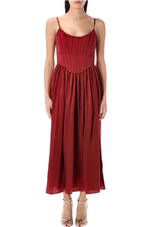 ZIMMERMANN Kleedjes, Dames, Bruin, S, Corset Midi Jurk