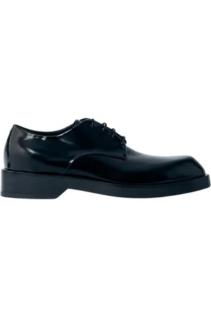 Jil Sander Schoenen, Heren, Zwart, 43 EU, Leer, Veterschoenen met grove zool van leer