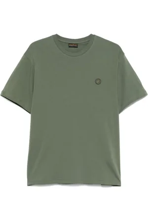 save the duck Tops, Heren, Groen, M, Groen Logo Patch Crew Neck T-shirt