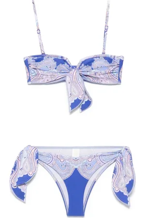 ZIMMERMANN Badkleding, Dames, Blauw, L, Blauwe Zee Bikini met Geprinte Verstevigingen