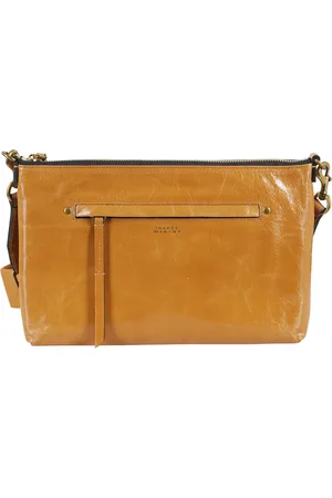 Isabel Marant Tassen, Dames, Bruin, ONE Size, Katoen, Karamel Schoudertas met Ritssluiting