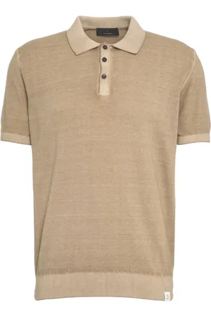 Peuterey Tops, Heren, , L, Katoen, Bruine Gebreide Poloshirt Ss 25