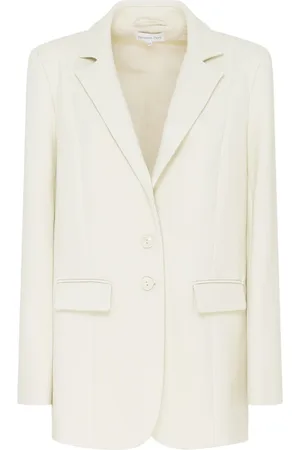 Patrizia Pepe Jassen, Dames, , M, Polyester, Crème Single-Breasted Blazer Klassieke Pasvorm