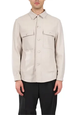 HUGO BOSS Jassen, Heren, , XL, Virgin Wool Overshirt met Knopen