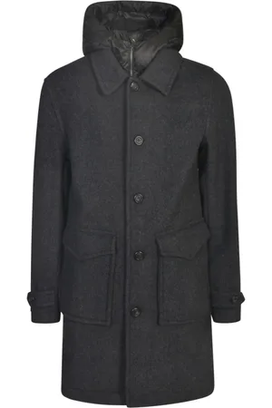 Woolrich Mantels, Heren, Zwart, L, Wol, Enkelrijige jas
