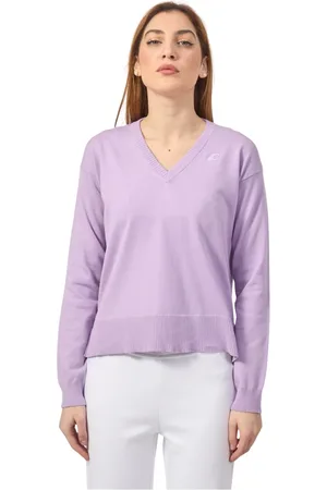 K-Way Truien, Dames, Paars, S, Katoen, Paarse Katoenen Trui Crop Line
