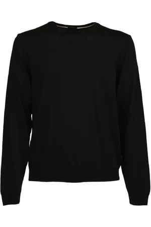 HUGO BOSS Truien, Heren, Zwart, L, Katoen, Long Sleeve Ronde Hals Truien