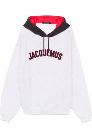 Jacquemus Sweatshirts & Hoodies, Heren, Grijs, 2Xl, Heathergrijze hoodie met logopatch