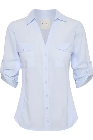 Part Two Blouses & Shirts, Dames, Blauw, XL, Katoen, Cortniapw Shirt 30305975