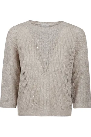 PESERICO SIGN Truien, Dames, , M, Linnen, Neutrale Crew Neck Sweater