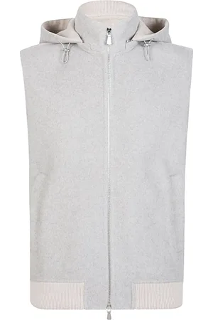 ELEVENTY Jassen, Heren, Grijs, L, Wol, Cashmere Hooded Zip-Up Vest