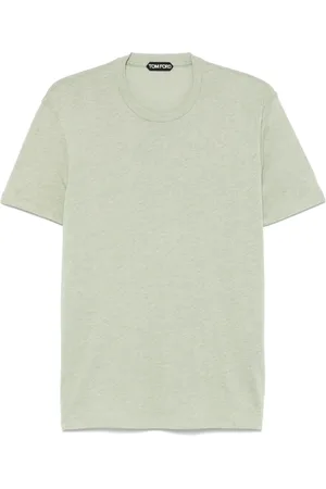 Tom Ford Tops, Heren, Groen, L, Leer, T-shirt met gemêleerd effect