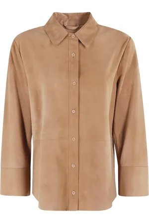 SEVENTY BY SERGIO TEGON Blouses & Shirts, Dames, Bruin, L, Suède, Suède Overhemd Biscuit Kleur