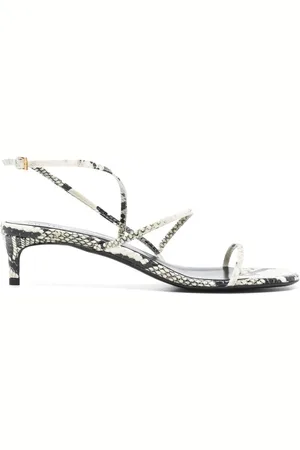 Khaite Schoenen, Dames, Wit, 41 EU, Sandalen met slangenprint en kittenhak