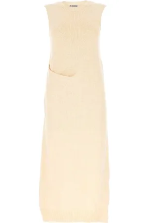 Jil Sander Kleedjes, Dames, , S, Katoen, Ivoor Japanse Katoenen Jurk