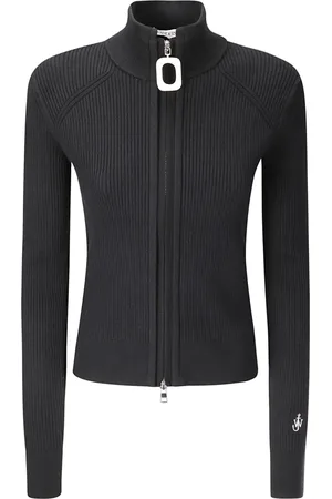 J.W.Anderson Sweatshirts & Hoodies, Dames, Zwart, M, Katoen, Fitted Zip Up Cardigan