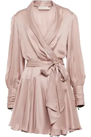 ZIMMERMANN Kleedjes, Dames, Roze, XS, Zijden Mini Wikkeljurk