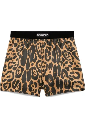 Tom Ford Ondergoed, Dames, Bruin, S, Shorts met elastische tailleband en luipaardprint