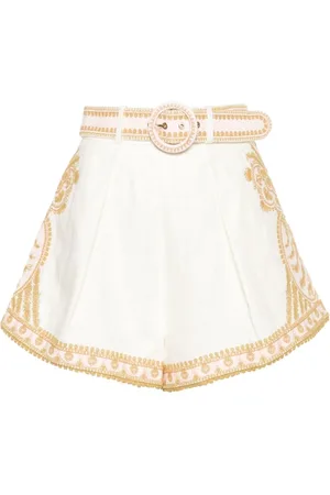 ZIMMERMANN Korte broeken, Dames, Wit, M, Linnen, Waverly Shorts
