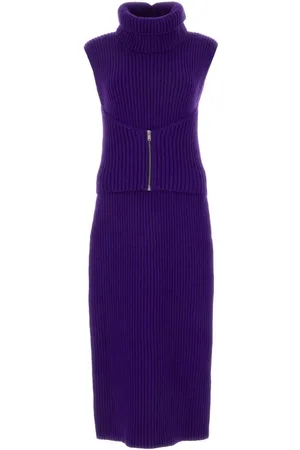 Jil Sander Kleedjes, Dames, Paars, S, Wol, Paarse Trui Jurk Blend