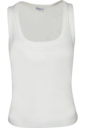 Burberry Tops, Dames, Wit, S, Katoen, Wit Topkleding Stijlvol Ontwerp