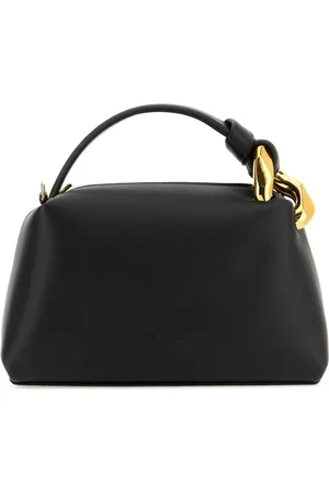 J.W.Anderson Tassen, Dames, Zwart, ONE Size, Leer, Zwarte leren hoekhandtas