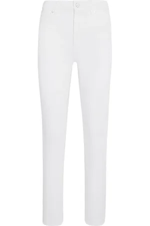 Kiton Jeans, Dames, Wit, 2Xs, Katoen, High-Waisted Slim-Fit Katoenen Broek