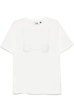 GCDS Tops, Dames, Wit, S, Witte Crew Neck Korte Mouw T-shirt