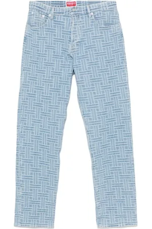 Kenzo Jeans, Heren, Blauw, W33, Denim, Weave Botton Loose-Fit Denim Jeans