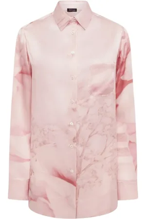 Kiton Blouses & Shirts, Dames, Roze, S, Napels Tuin Gedrukte Zijden Blouse