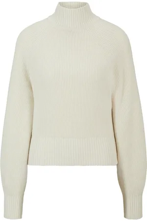 HUGO BOSS Truien, Dames, Wit, M, Wol, Turtleneck Trui