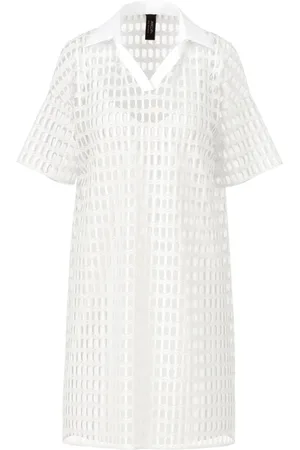 Marc Cain Kleedjes, Dames, Wit, M, Katoen, Luchtige Mesh Jurk