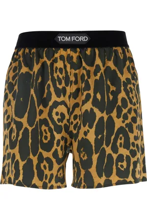 Tom Ford Korte broeken, Dames, Veelkleurig, S, Shorts van zijdestretch met luipaardprint