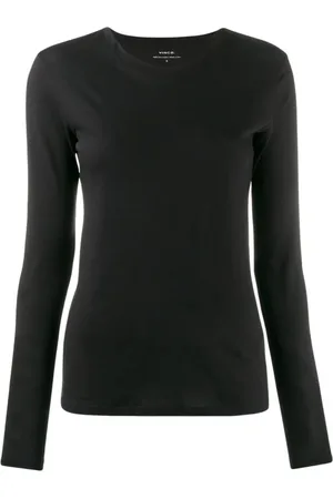 Vince Tops, Dames, Zwart, XS, Katoen, Zwarte Essential top met lange mouwen