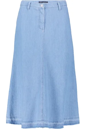 Betty Barclay Rokken, Dames, Blauw, 3Xl, Denim, Uitlopende Denim Rok met Open Zoom