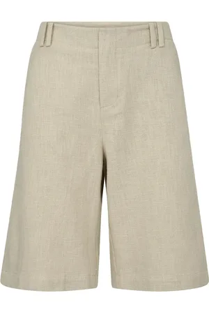 Mos Mosh Korte broeken, Dames, Grijs, M, Katoen, Relaxed Fit Ramie Shorts & Knickers