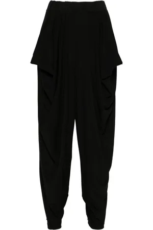 Issey Miyake Broeken, Dames, Zwart, M, Polyester, Drape Jersey-46 Pant