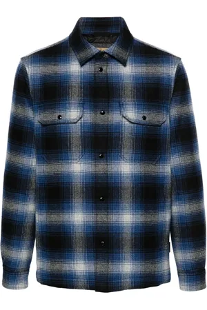 Woolrich Jassen, Heren, Blauw, S, Wol, Geruite Lichte Jas