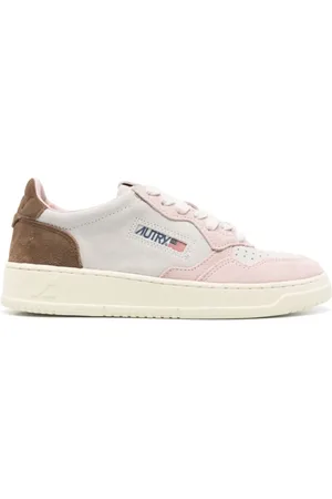 Autry Schoenen, Dames, Veelkleurig, 38 EU, Leer, Roze Sneakers met Front Lace Sluiting