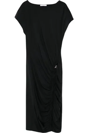 Patrizia Pepe Kleedjes, Dames, Zwart, S, Polyester, Zwarte Logo Detail Jurken